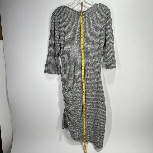 Freshmint USA Womens Wrap Dress Size XL Knee Gray V-Neck Knit 3/4 Sleeve Zipper - Picture 5 of 10